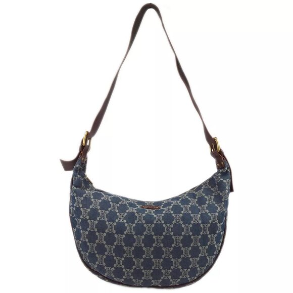 Celine Blue Denim Macadam Shoulder Bag PP-SA-0067 192430